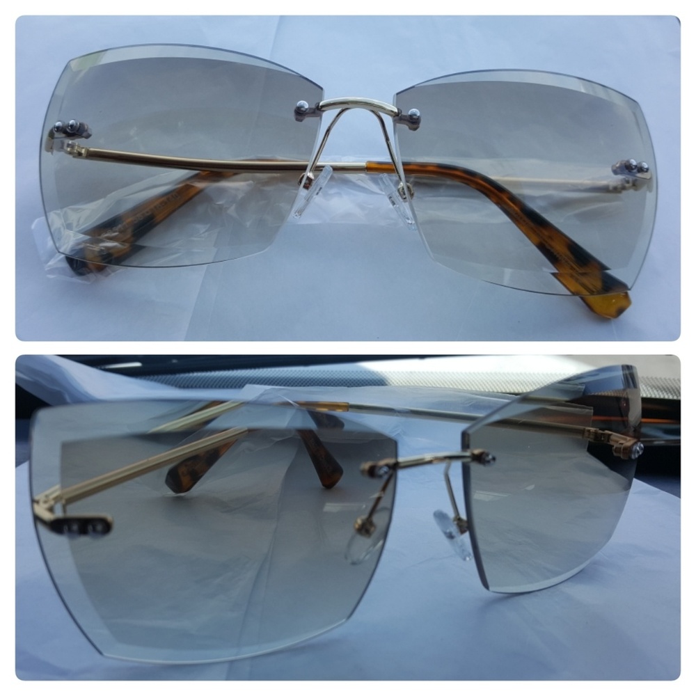 (5🌟rated) Brown Diamond Square Rimless sunglasses - Picture 8 of 8